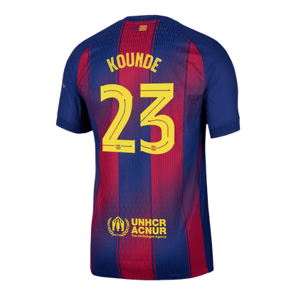 Autêntico KOUNDE #23 Barcelona Casa UCL Futebol Camisas 2025/26 - UCL