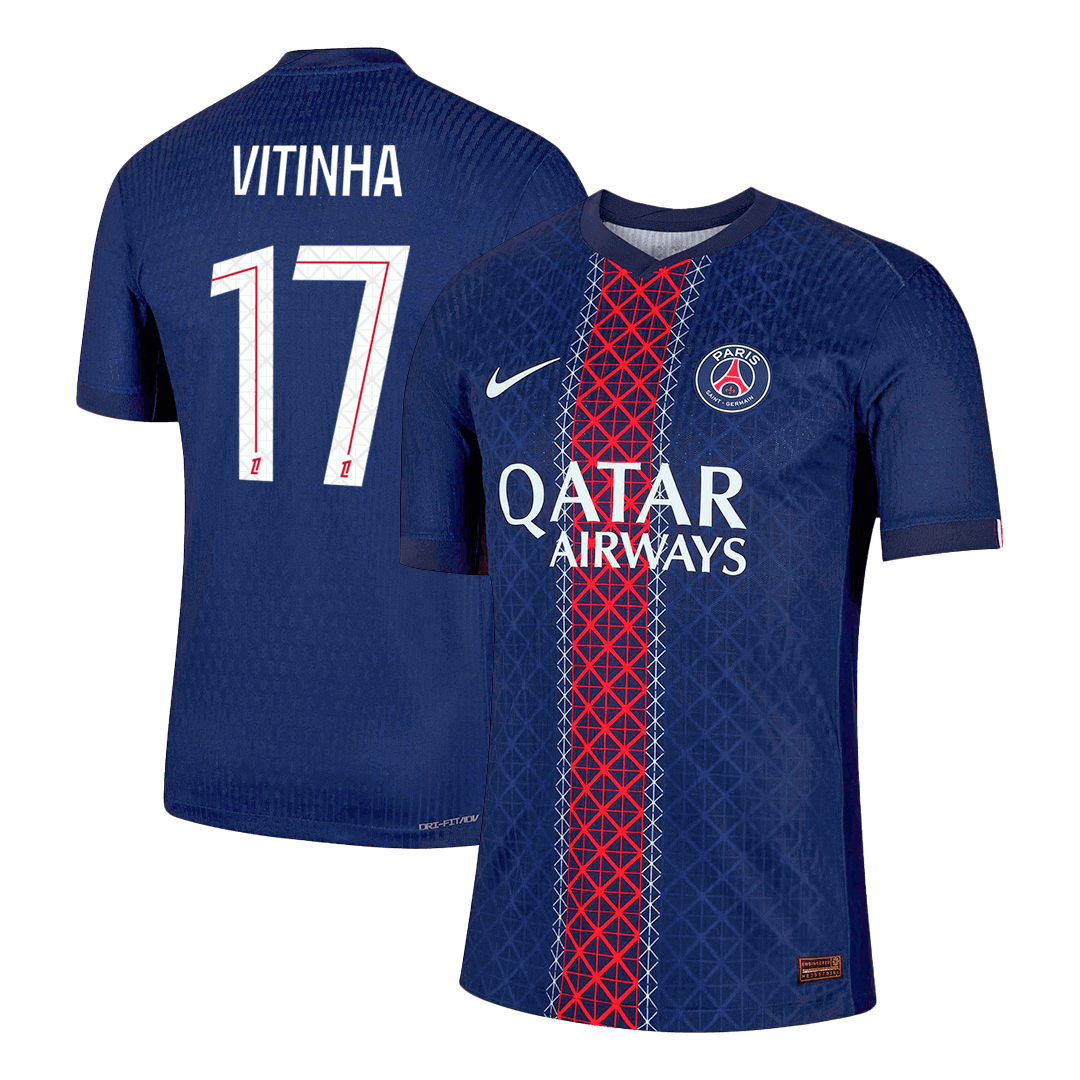 Jogador VITINHA #17 PSG Casa Futebol Camisas 2025/26 Marinha