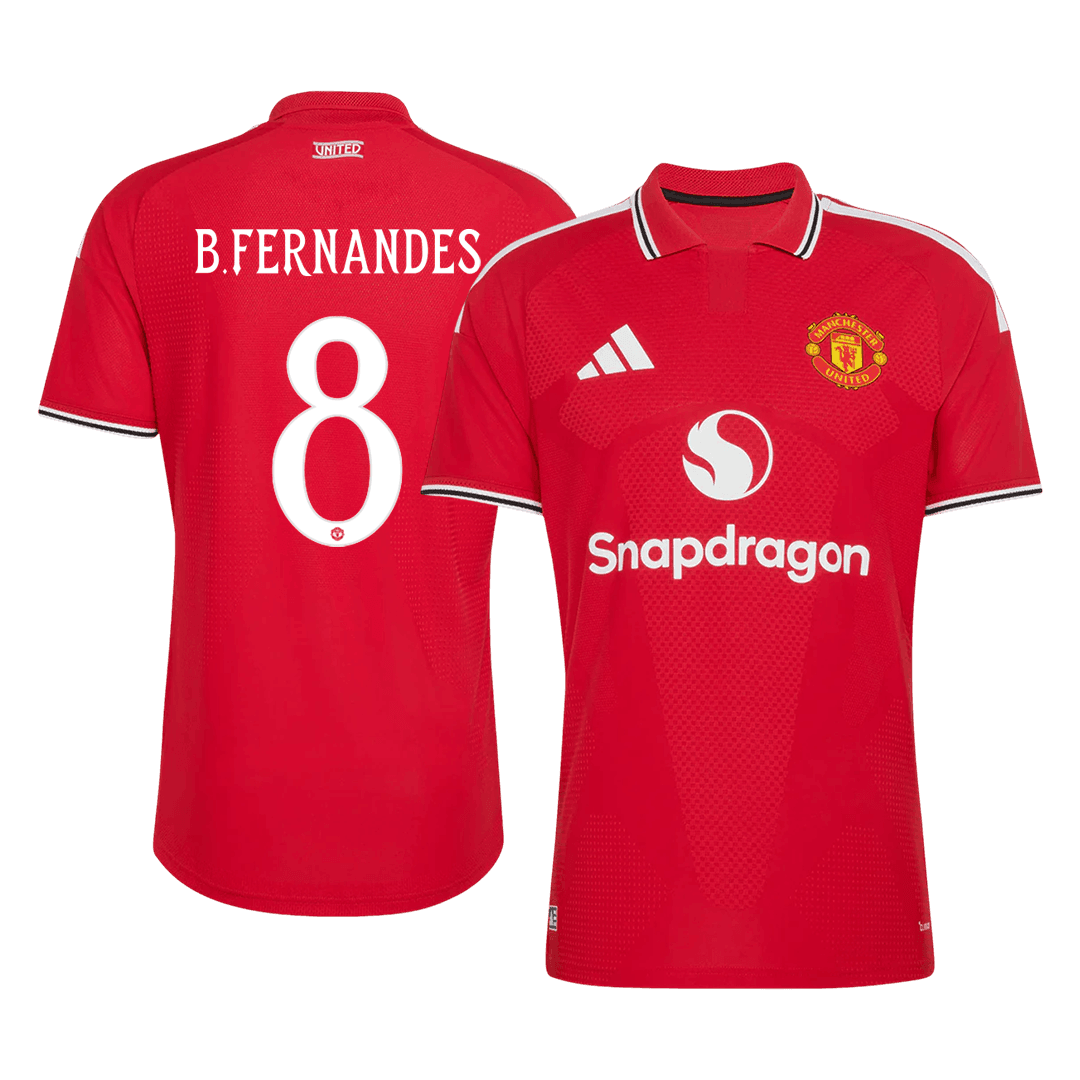 Versão do Jogador B. FERNANDES #8 Manchester United Casa Futebol Camisas 2026/27 Vermelho - UCL