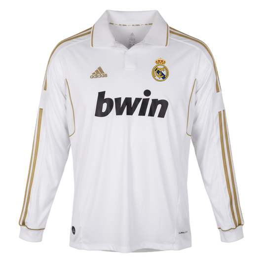 Retrô Real Madrid Casa Manga Longa Camisa 2011/12 Branco