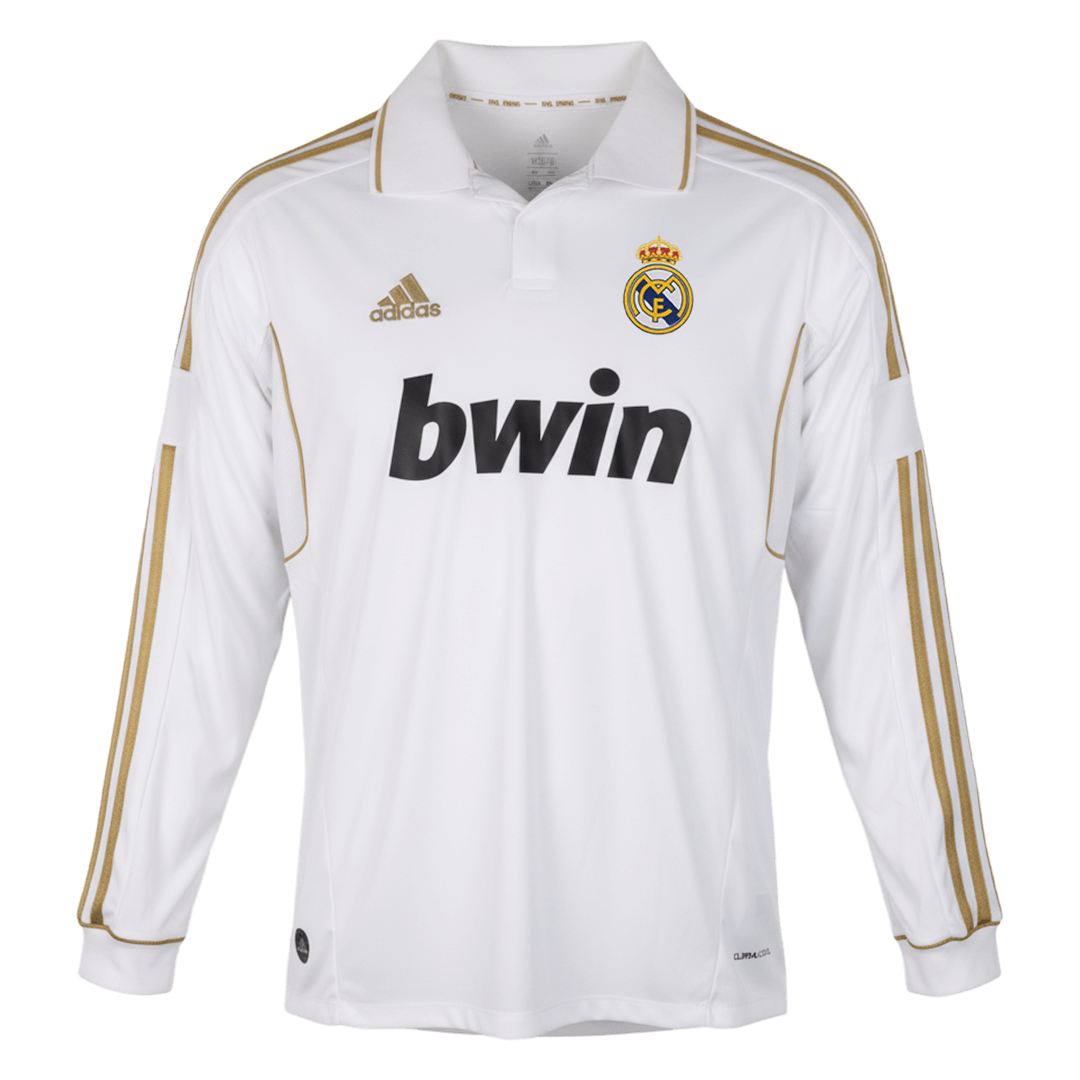 Retrô Real Madrid Casa Manga Longa Camisa 2011/12 Branco