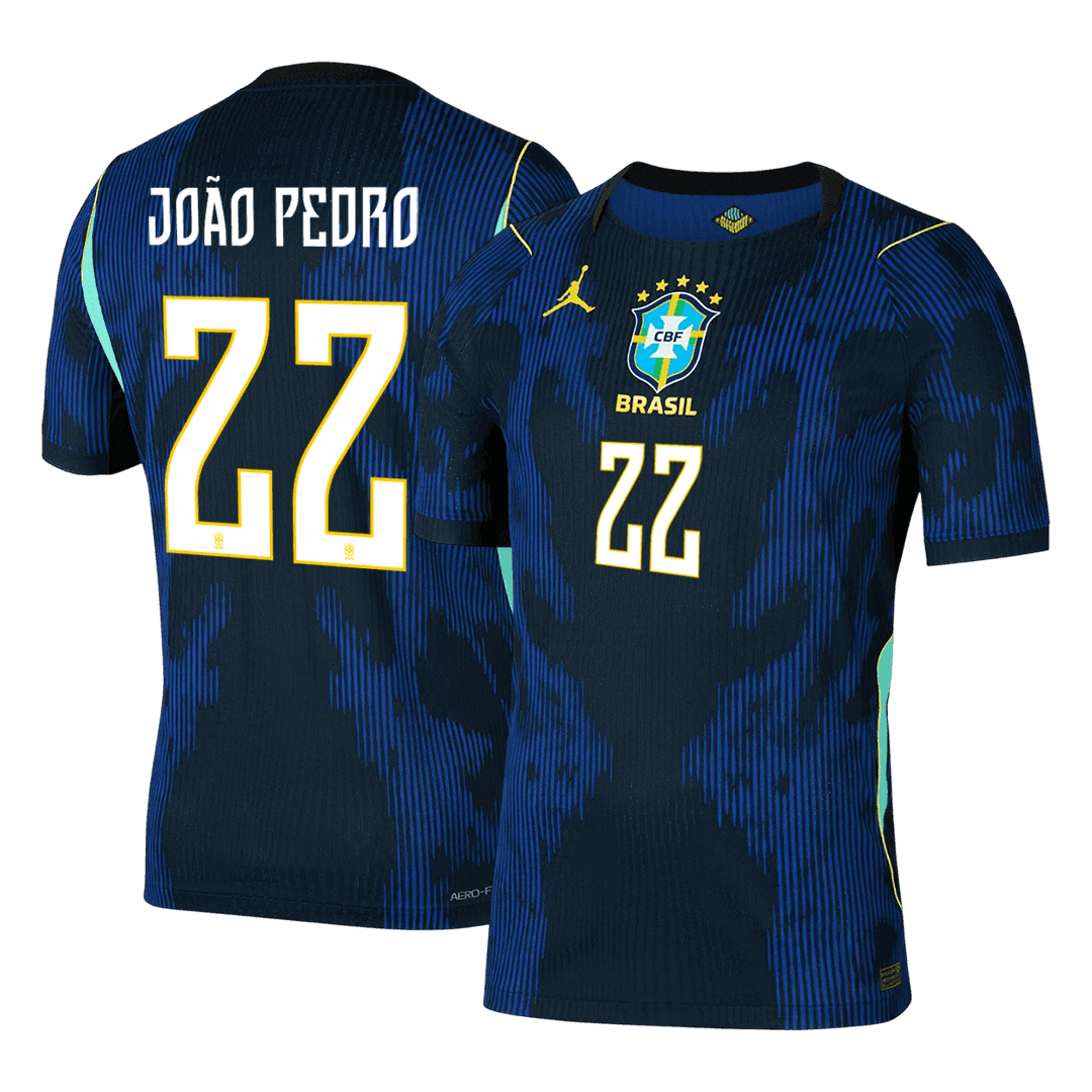 Versão do Jogador JOÃO PEDRO #22 Brazil Fora Copa do Mundo Futebol Camisas 2026 Marinha