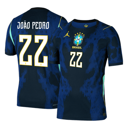 Versão do Jogador JOÃO PEDRO #22 Brazil Fora Copa do Mundo Futebol Camisas 2026 Marinha