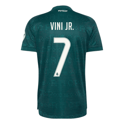 Versão do Jogador VINI JR. #7 Real Madrid Fora Futebol Camisas 2026/27 Verde