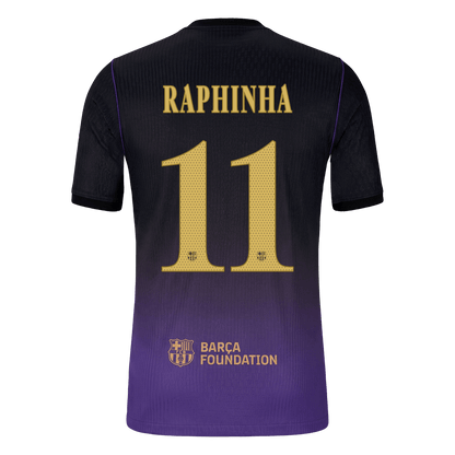 Versão do Jogador RAPHINHA #11 Barcelona Fora Futebol Camisas 2026/27 - UCL