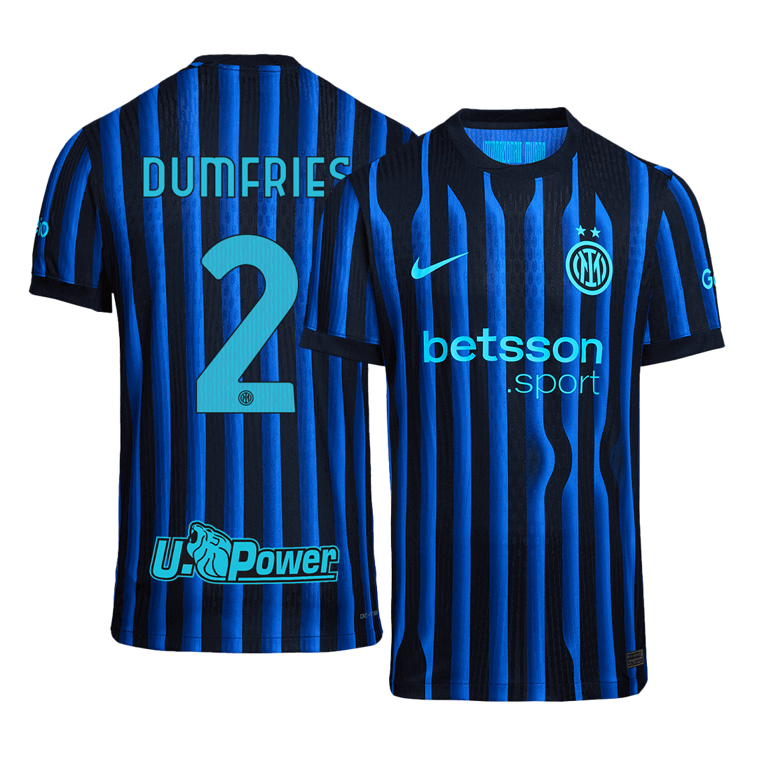 Autêntico DUMFRIES #2 Inter Milan Casa Futebol Camisas 2025/26
