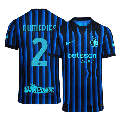 Autêntico DUMFRIES #2 Inter Milan Casa Futebol Camisas 2025/26