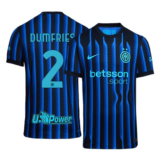 Autêntico DUMFRIES #2 Inter Milan Casa Futebol Camisas 2025/26