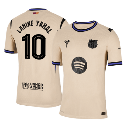 Autêntico LAMINE YAMAL #10 Barcelona Fora UCL Futebol Camisas 2025/26 Amarelo