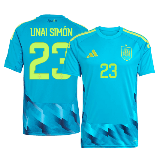 UNAI SIMÓN #23 Spain Goleiro Copa do Mundo Camisa 2026 Azul