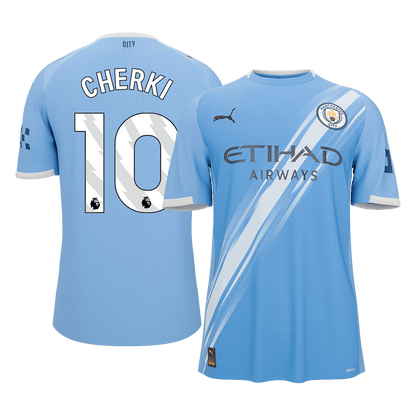 ?Super Qualidade?CHERKI #10 Manchester City
 Casa Futebol Camisa 2025/26 Azul