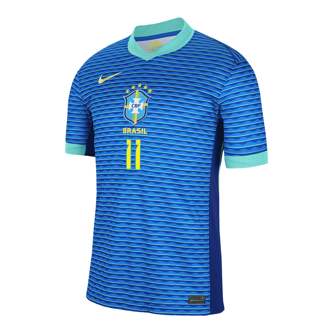 Camisola RAPHINHA #11 Brasil Futebol Fora Camisola Personalizada 2024