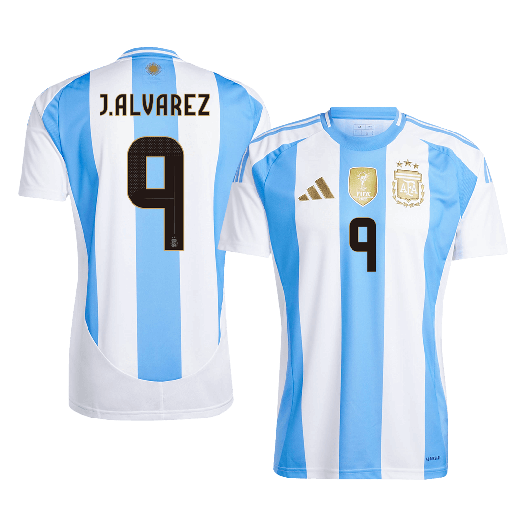 J.ALVAREZ #9 Argentina Football Jersey Home Custom Jersey 2024