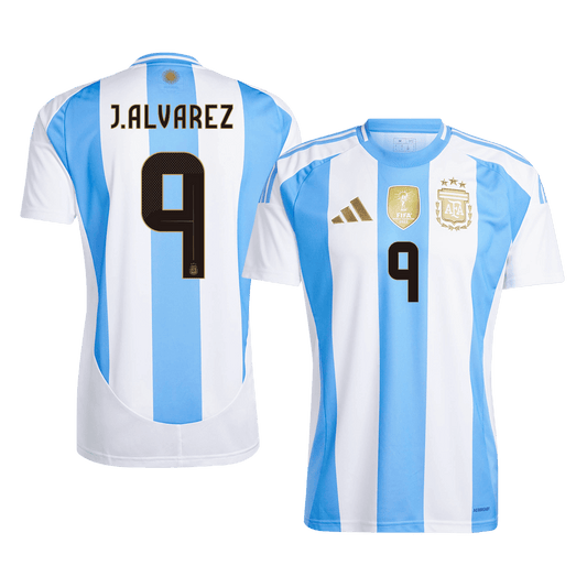 J.ALVAREZ #9 Argentina Camisola de futebol Home Camisola personalizada 2024