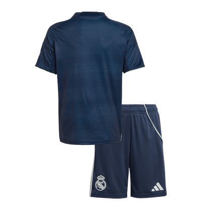 Infantil Real Madrid Fora Futebol Camisa Conjunto(Camisa+Calção) 2025/26 Azul&Marinho