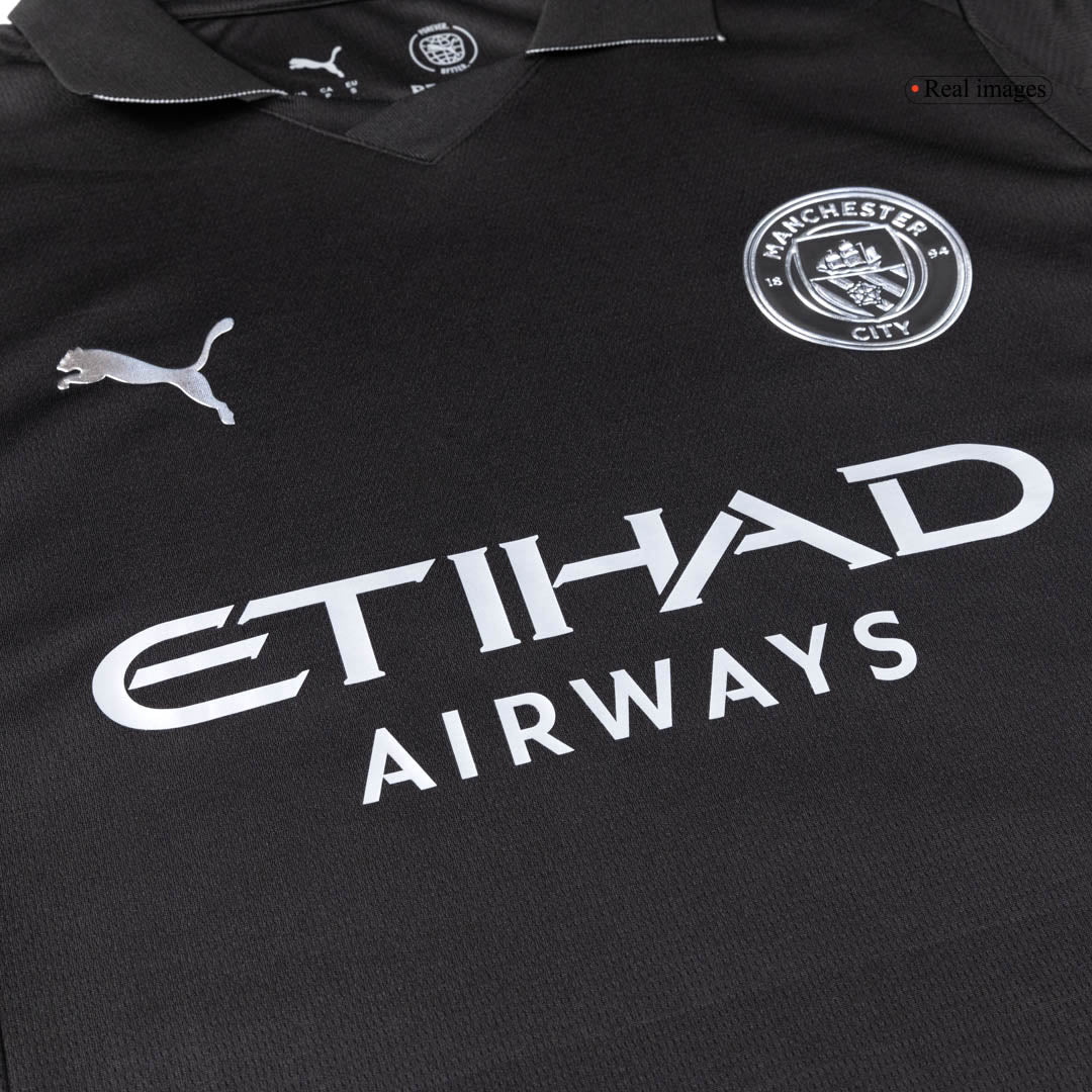 Manchester City Fora Camisa Conjunto(Camisa+Calções+Meias) 2025/26 Preto