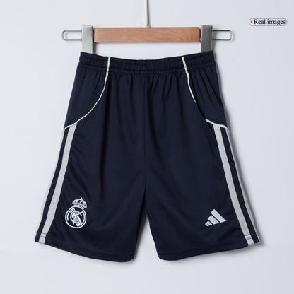 Infantil Real Madrid Fora Futebol Camisa Conjunto(Camisa+Calção) 2025/26 Azul&Marinho