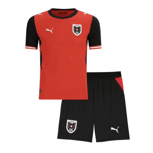 Austria Infantil Casa Copa do Mundo Futebol Camisa Conjunto (Camisa+Shorts) 2026 Vermelho - camisola de futebol