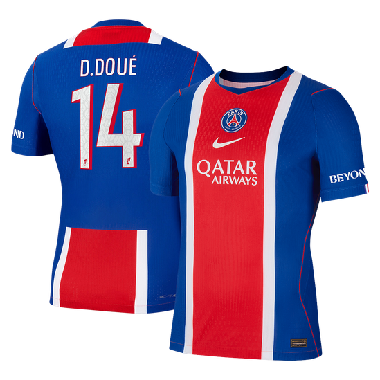 Versão do Jogador D. DOUÉ #14 PSG Casa Futebol Camisas 2026/27 Azul