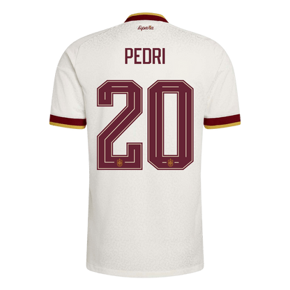 Versão do Jogador PEDRI #20 Spain Fora Copa do Mundo Futebol Camisas 2026 Branco