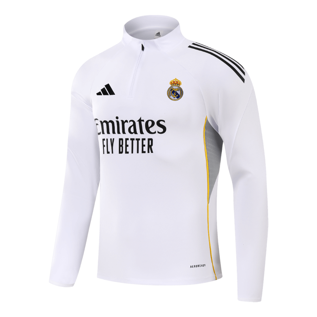 Real Madrid Zíper Moletom Conjunto (Top+Calças) 2025/26 Branco