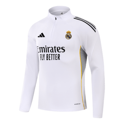 Real Madrid Zíper Moletom Conjunto (Top+Calças) 2025/26 Branco