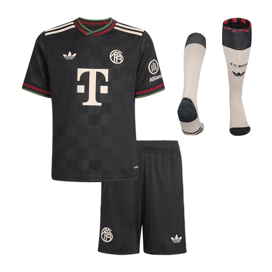 Bayern Munich Infantil 
 Fora Terceira Futebol Camisa Conjunto (Camisa+Shorts+Meias) 2025/26 Preto