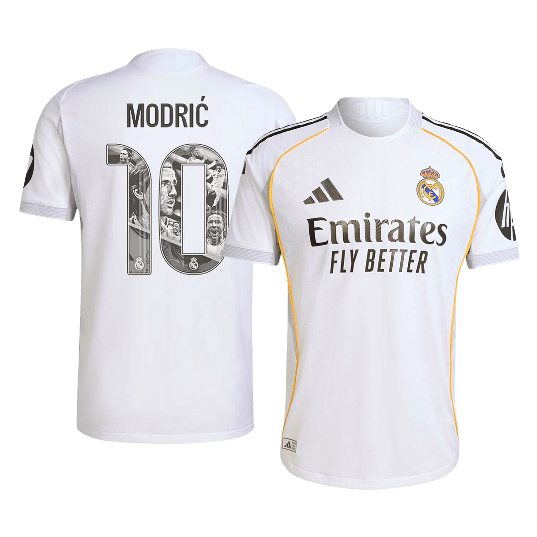 Autêntico MODRIĆ Special #10 Real Madrid Casa Especial Especial Futebol Camisas 2025/26 Branco