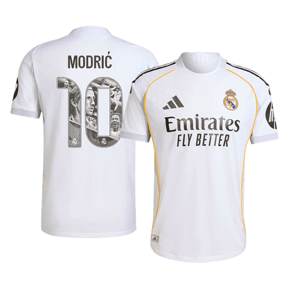 Autêntico MODRIĆ Special #10 Real Madrid Casa Especial Especial Futebol Camisas 2025/26 Branco