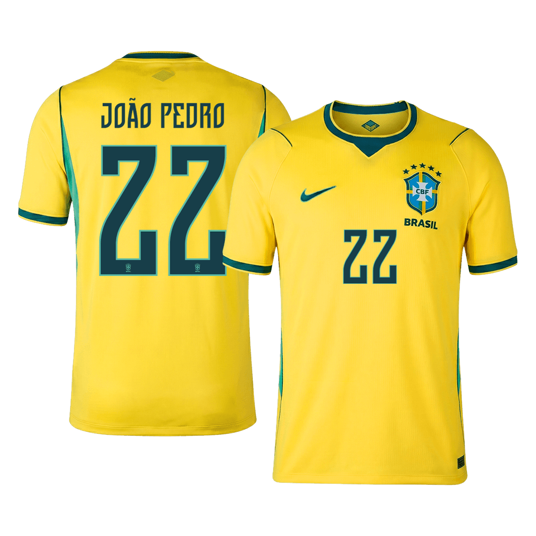 JOÃO PEDRO #22 Brazil Casa Copa do Mundo Camisa 2026 Amarelo