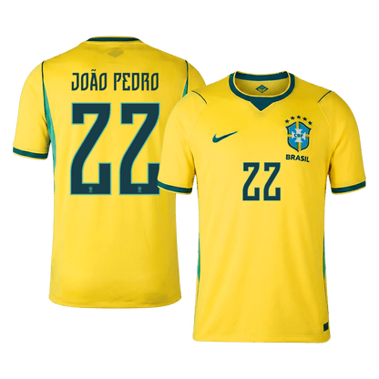 JOÃO PEDRO #22 Brazil Casa Copa do Mundo Camisa 2026 Amarelo