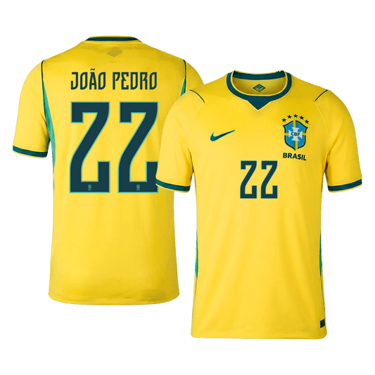 JOÃO PEDRO #22 Brazil Casa Copa do Mundo Camisa 2026 Amarelo