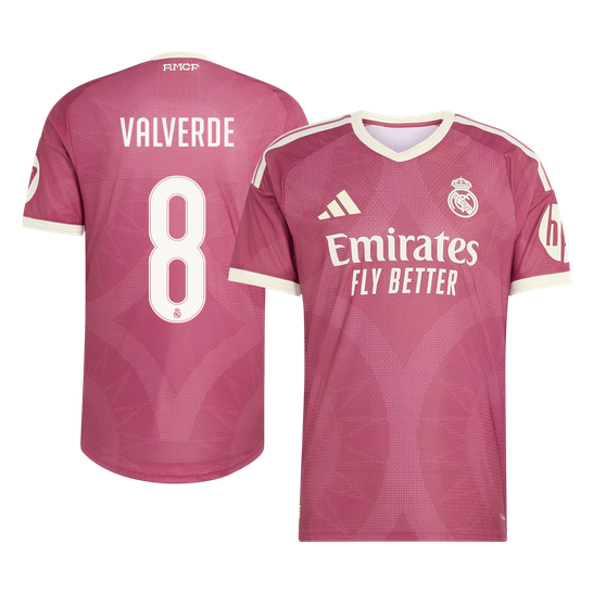 Versão do Jogador VALVERDE #8 Real Madrid Terceira Futebol Camisas 2026/27 Rosa