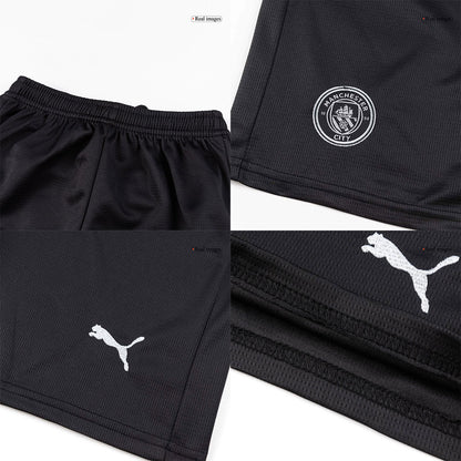 Manchester City Infantil 
 Fora Futebol Camisa Conjunto (Camisa+Shorts+Meias) 2025/26 Preto
