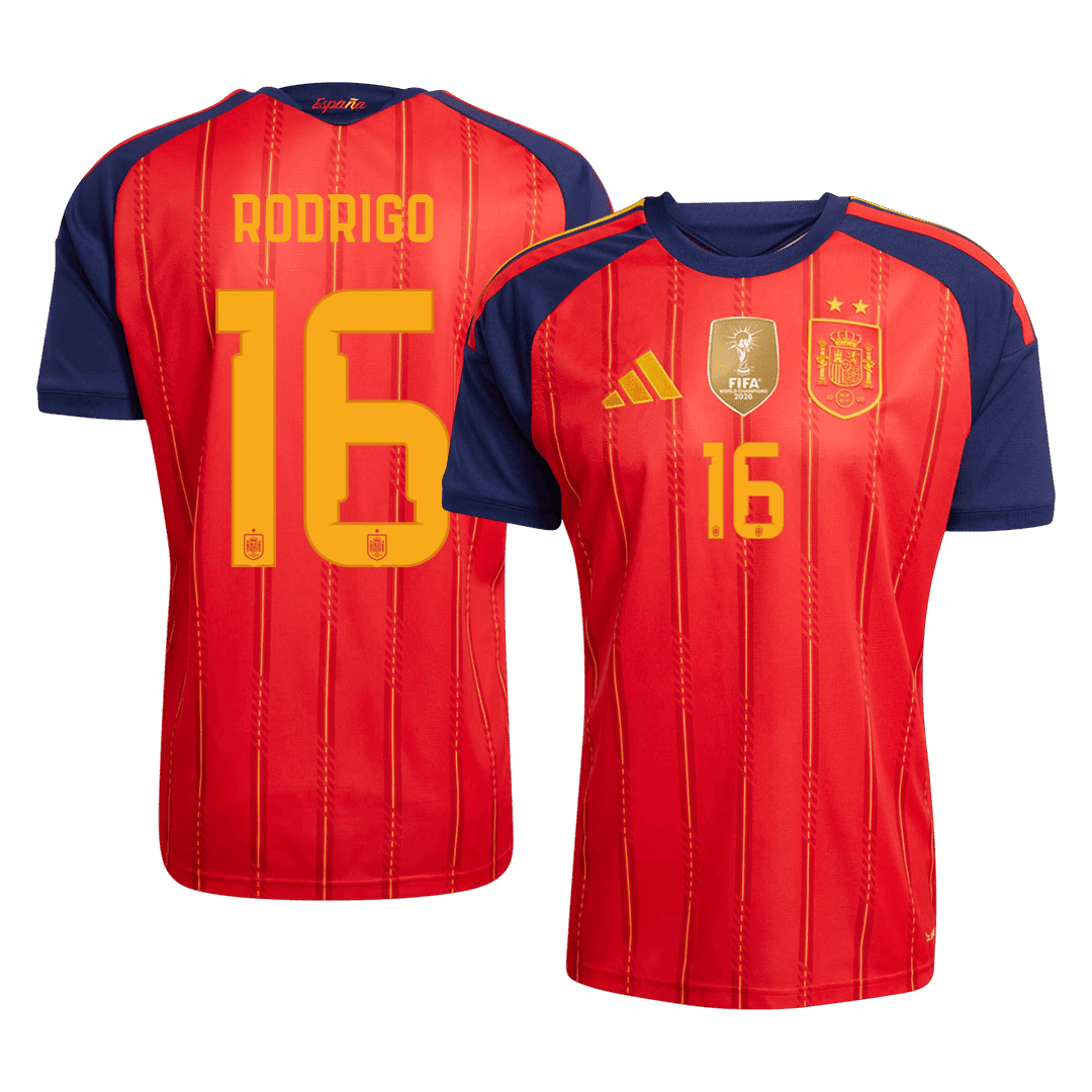 RODRIGO #16 Spain Casa Copa do Mundo Camisa 2026 Vermelho