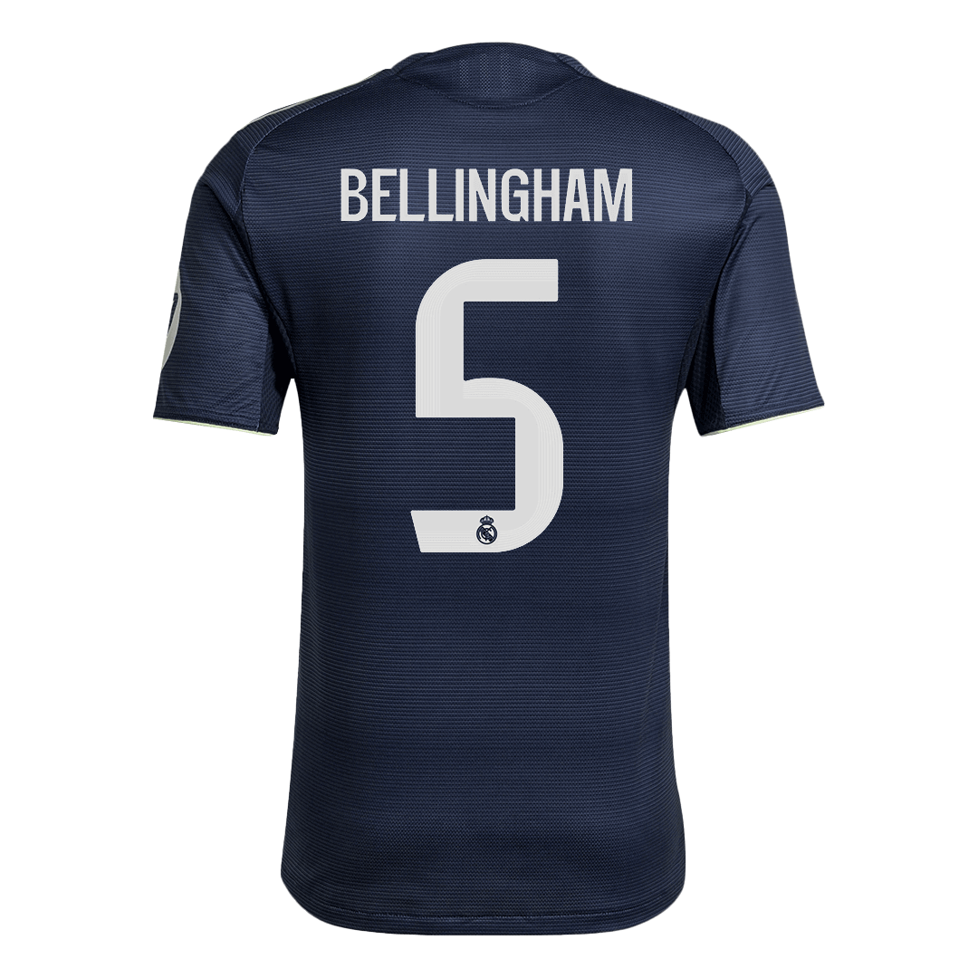 Autêntico BELLINGHAM #5 Real Madrid Fora Futebol Camisas 2025/26 Marinha