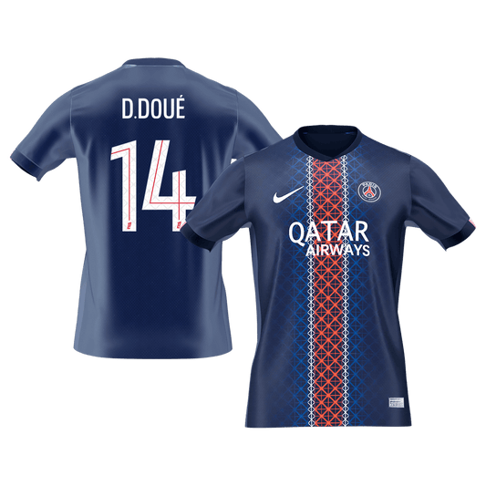 D.DOUÉ #14 PSG Casa Futebol Camisas 2025/26 Marinha