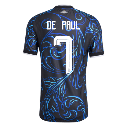 Versão do Jogador DE PAUL #7 Argentina Fora Copa do Mundo Futebol Camisas 2026 Preto