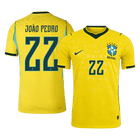 Versão do Jogador JOÃO PEDRO #22 Brazil Casa Copa do Mundo Futebol Camisas 2026 Amarelo