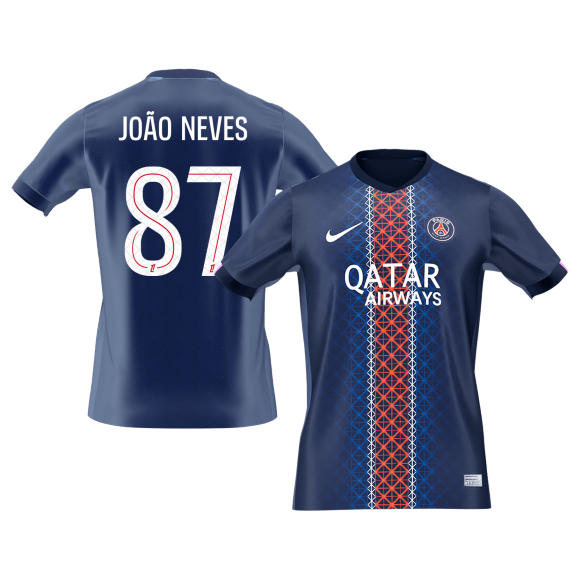【Super Qualidade】JOÃO NEVES #87 PSG
 Casa Futebol Camisa 2025/26 Marinha
