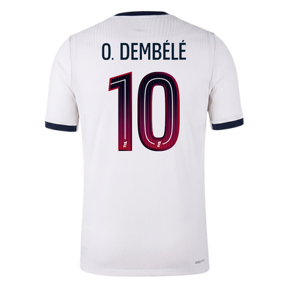 Versão do Jogador O. DEMBÉLÉ #10 PSG Fora Futebol Camisas 2026/27 Branco