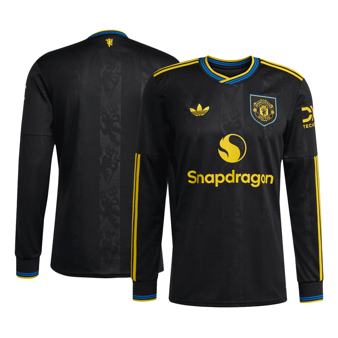 Manchester United Fora Terceira Manga comprida Camisa 2025/26 Preto