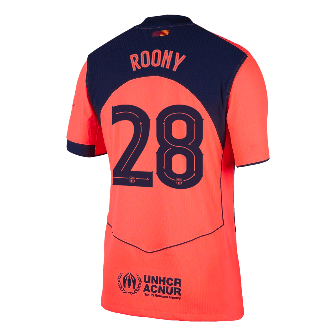 Jogador ROONY #28 Barcelona Fora Terceira Futebol Camisas 2025/26 Laranja