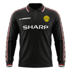 Retrô Manchester United Fora Manga Longa Camisa 1998 Preto