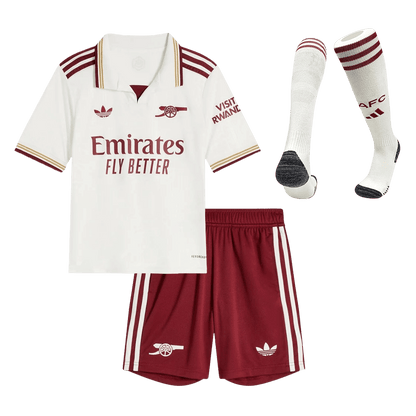 Arsenal Infantil 
 Fora Terceira Futebol Camisa Conjunto (Camisa+Shorts+Meias) 2025/26 Branco