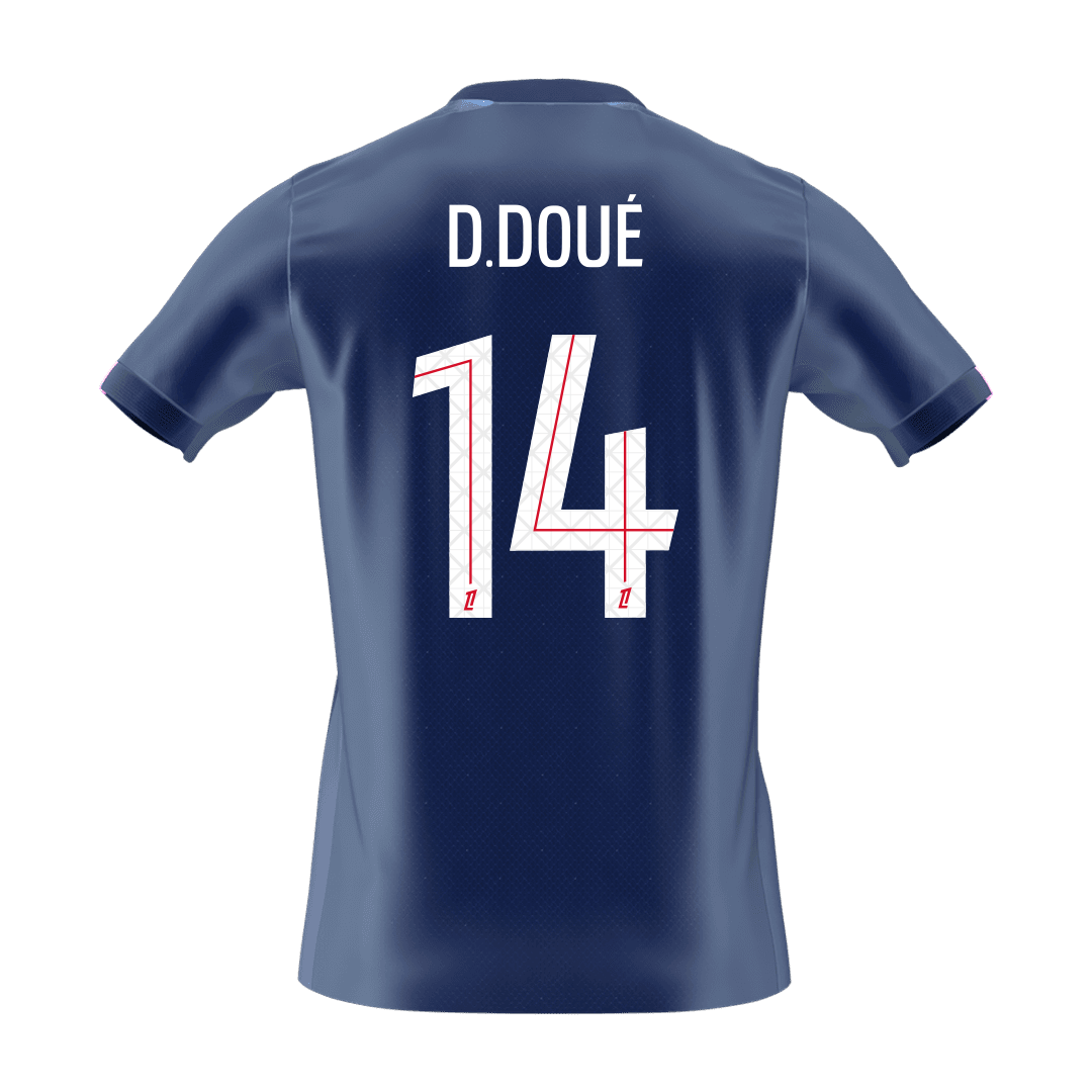 D.DOUÉ #14 PSG Casa Futebol Camisas 2025/26 Marinha
