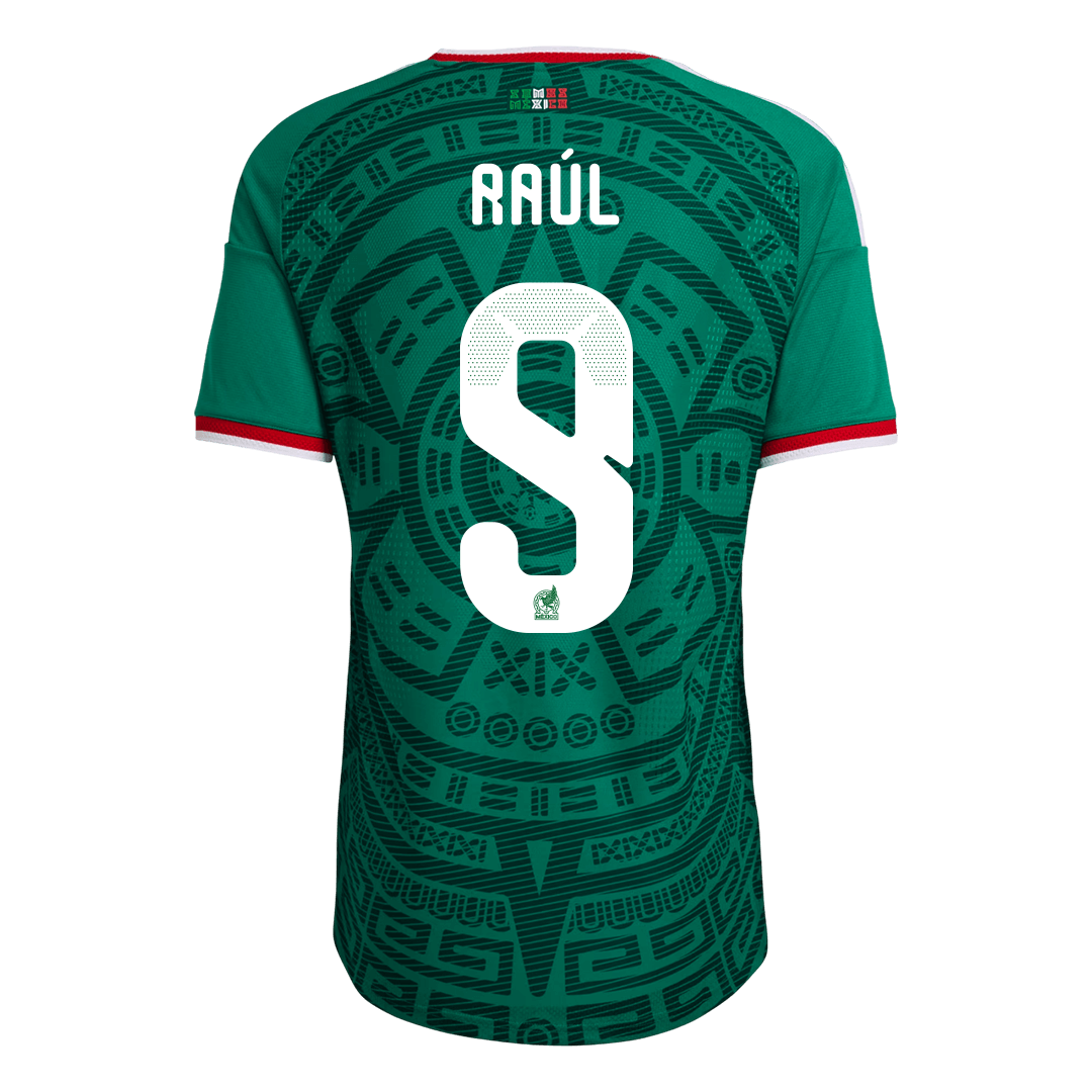 Versão do Jogador Raúl #9 Mexico Casa World Cup Futebol Camisas 2026 Verde