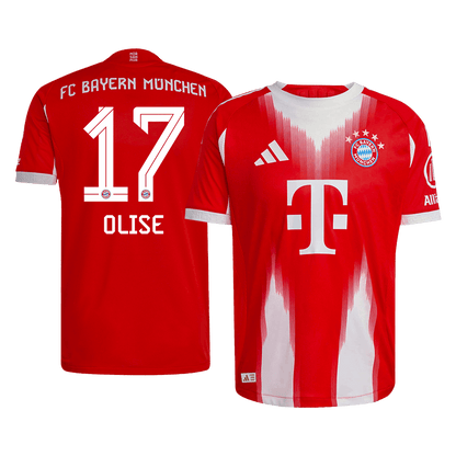 Autêntico OLISE #17 Bayern Munich Casa Futebol Camisas 2025/26 Vermelho