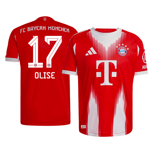 Autêntico OLISE #17 Bayern Munich Casa Futebol Camisas 2025/26 Vermelho