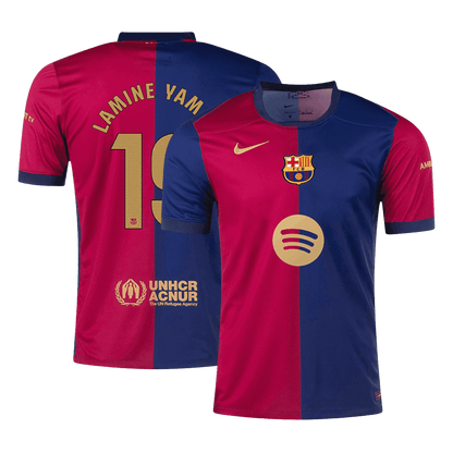 Camiseta personalizada del Barcelona LAMINE YAMAL #19 Local 2024/25 con el logotipo de Spotify y sin texto